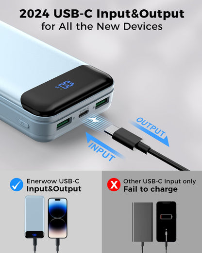 Portable Charger Power Bank 40000mAh Powerbank PD 30W and QC 4.0 Fast Charging External Battery Pack with USB-C LED 3 Outputs & 2 Inputs Portable Charging for iPhone 15 14 13 pro, Samsung