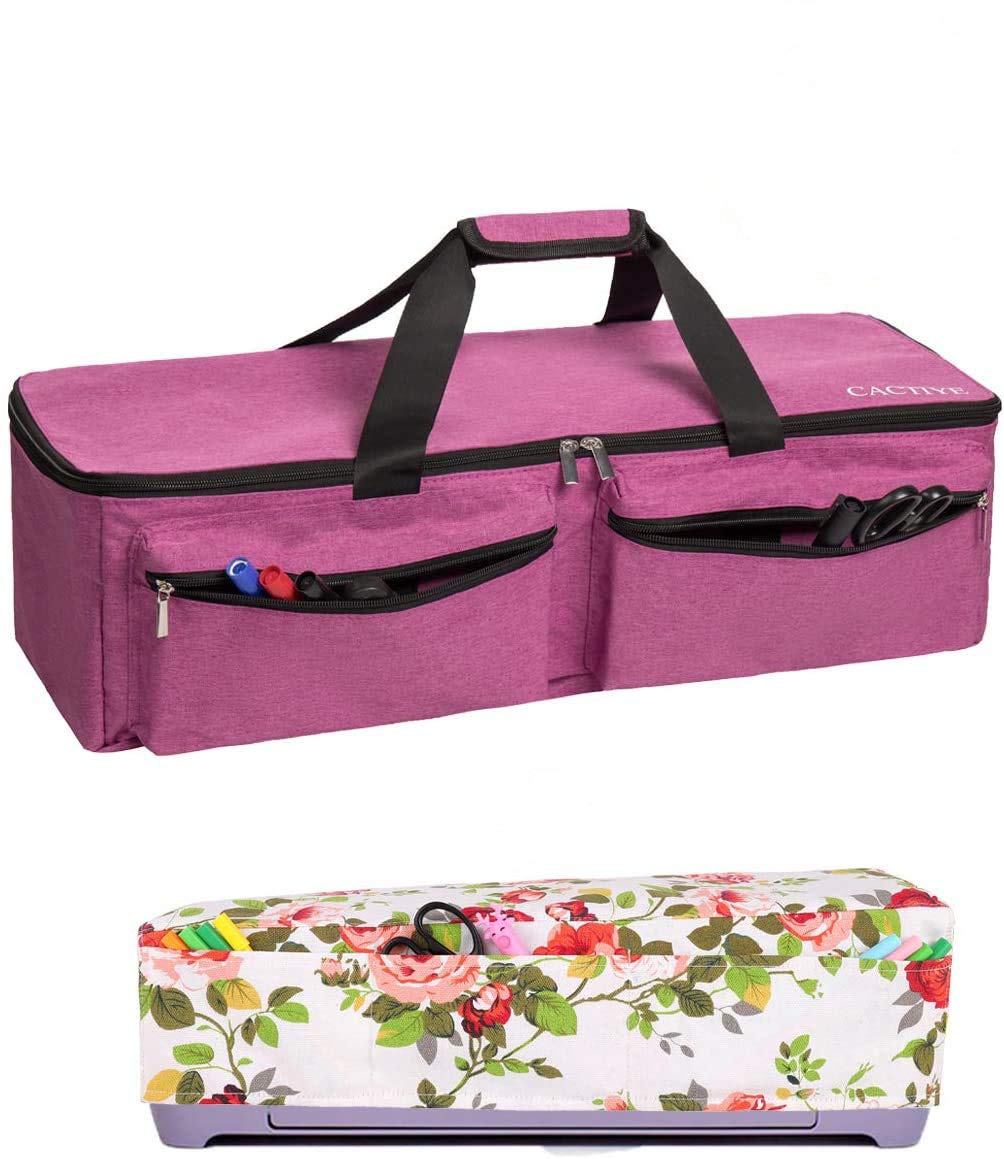 CACTIYE Carrying Bag Compatible with Cricut Explore Air and Maker, Waterproof Tote Bag Compatible with Cricut Explore Air and Supplies (Pink, 1+1)