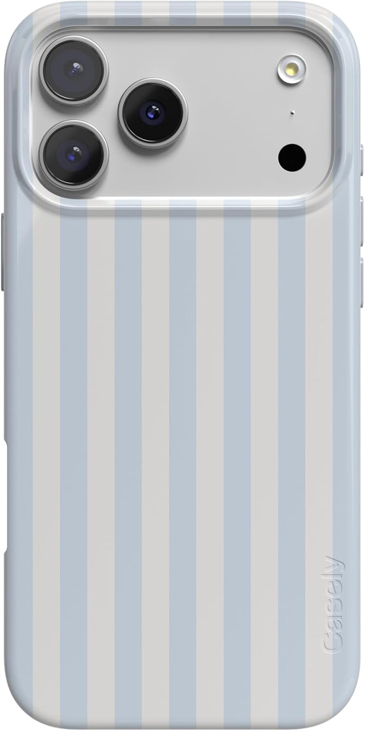 Casely iPhone 17 Pro Case | Blue Stripes | Sunday Best | Compatible with MagSafe | Classic Ultra Slim Design