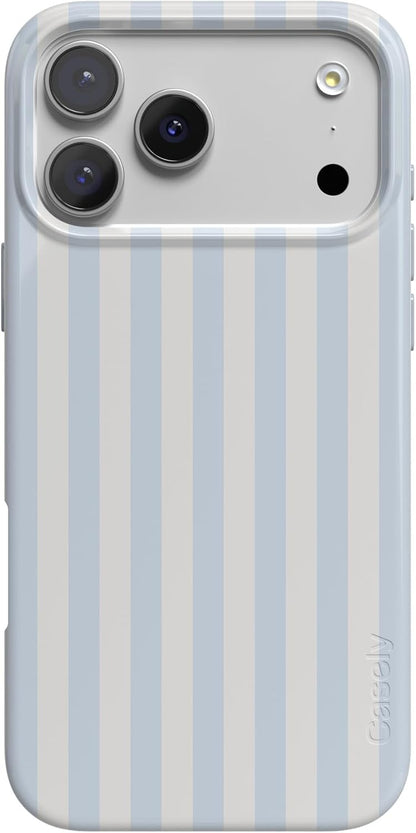 Casely iPhone 17 Pro Case | Blue Stripes | Sunday Best | Compatible with MagSafe | Classic Ultra Slim Design