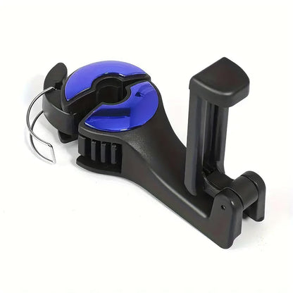 Car Headrest Hook with Phone Holder, Universal 360 Rotation Headrest Hooks for Purses and Bags (Black)
