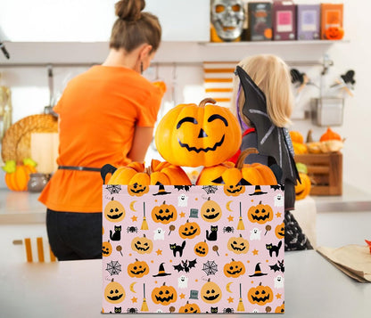 HKEC Rectangle Storage Basket with Handles,Collapsible Storage Bin,Books Box,Gift Basket(Halloween Cat Basket)