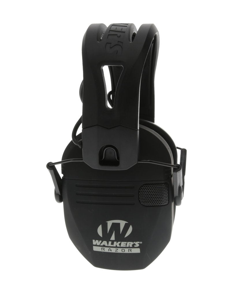 WALKER'S Razor Tacti-Grip Slim Electronic Muff - 23dB NRR Compact Collapsible Non-Slip Headband Hunting Shooting Hearing Protection Earmuffs w/ 2 AAA Batteries, Black