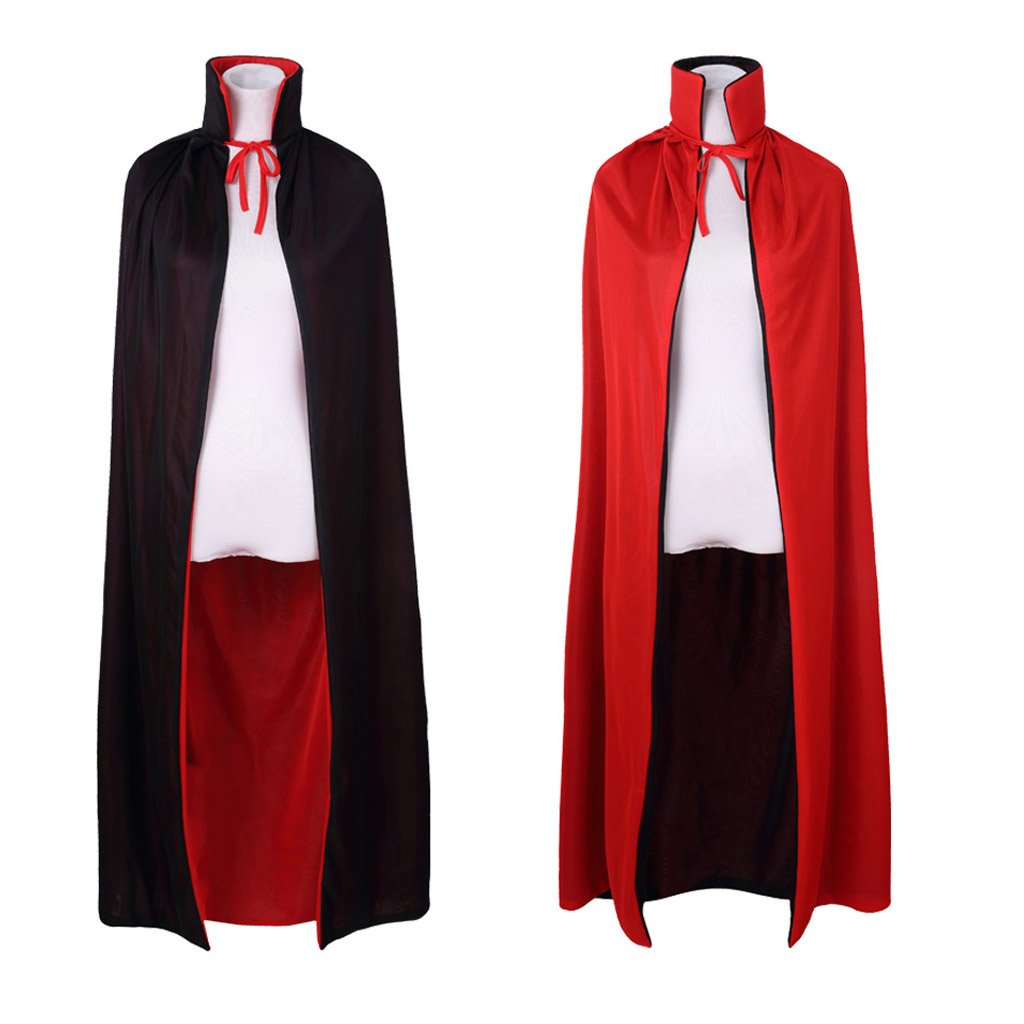 Regenboog Black and Red Cape Adult,Stand Collar Reversible Cape Men,Halloween Christmas Costume,Masquerade,Dress up,Wizard,Witch,Vampires Cloak,59inch
