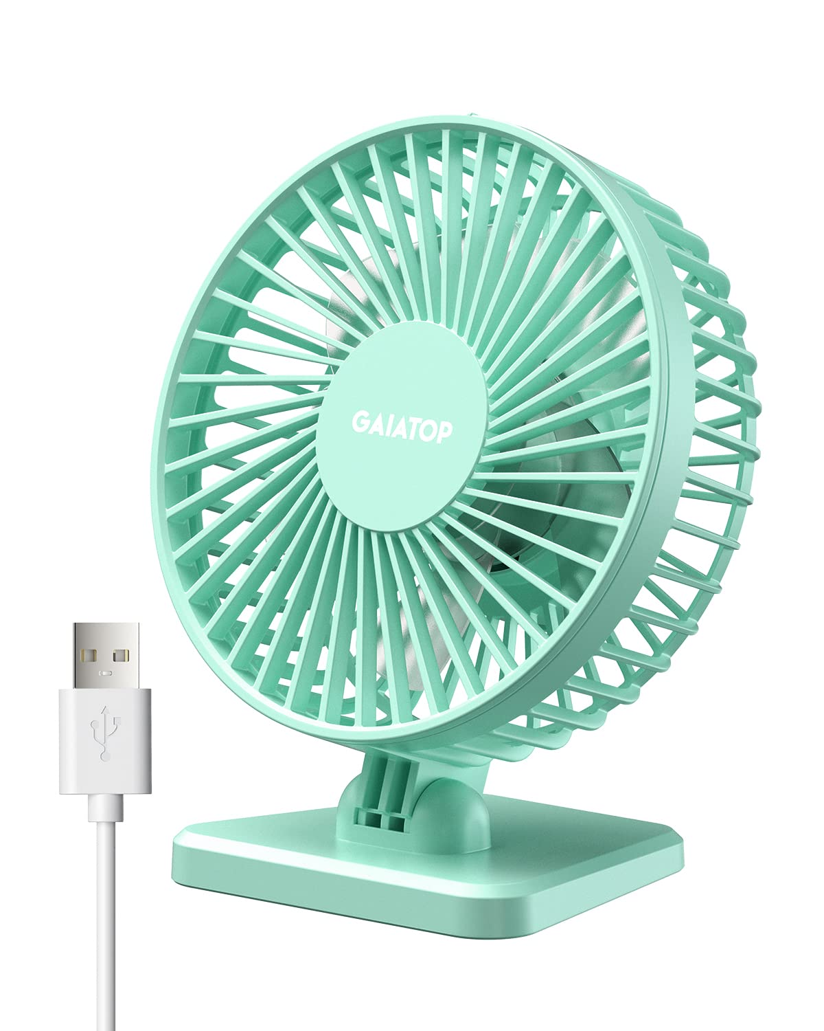 Gaiatop USB Desk Fan, Small But Powerful, Personal Portable Quiet 3 Speeds, Adjustable Mini Table Desktop fan for Cooling Home Office Car Summer Travel Gifts Green