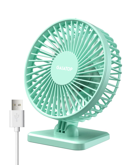 Gaiatop USB Desk Fan, Small But Powerful, Personal Portable Quiet 3 Speeds, Adjustable Mini Table Desktop fan for Cooling Home Office Car Summer Travel Gifts Green