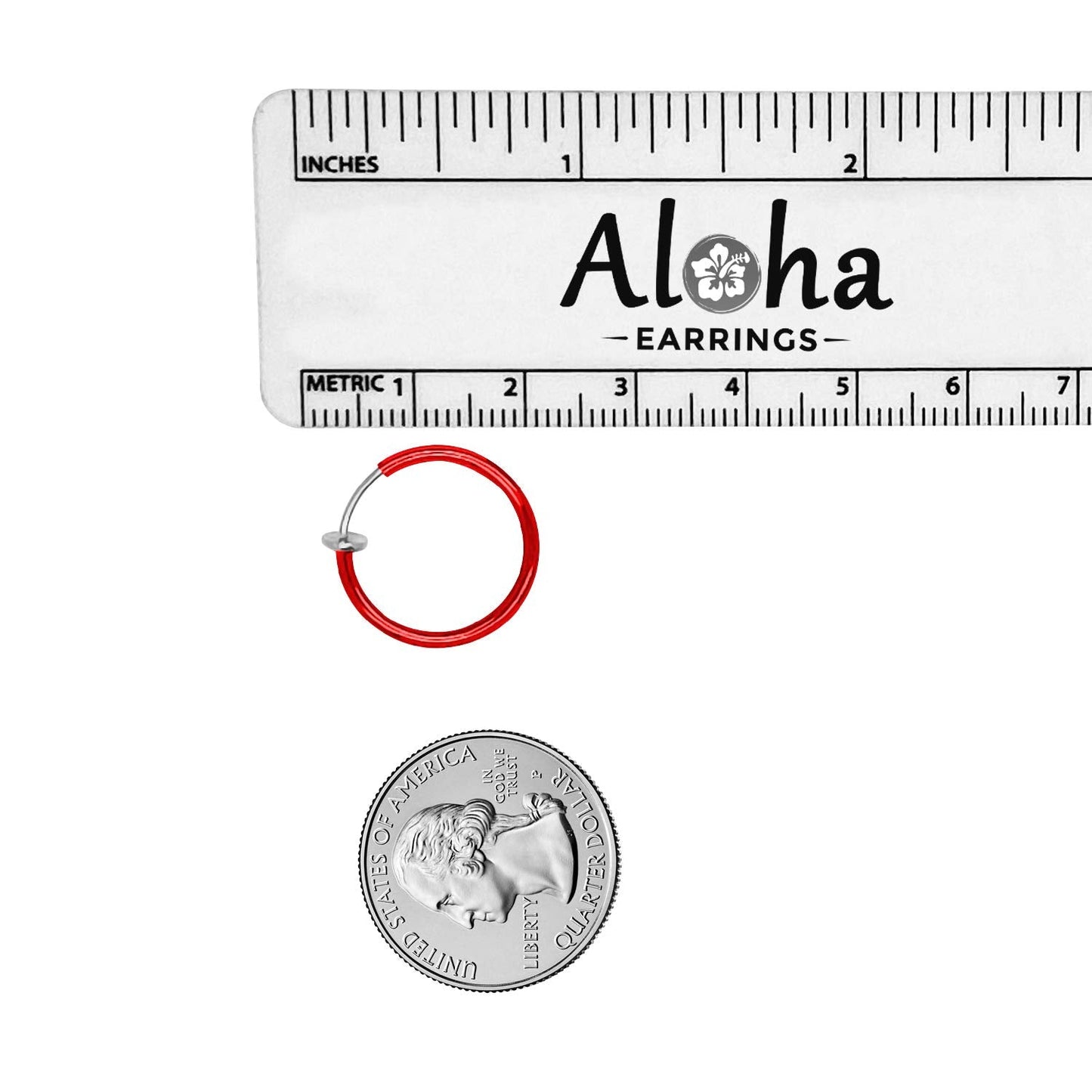 Aloha Earrings - Clip On Hoop Earrings for Women - Silver and Gold-Tone Brass Spring Hoops for Non-Pierced Ears