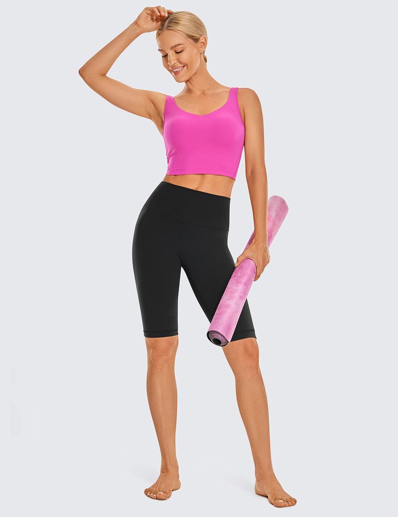 CRZ YOGA Womens Butterluxe Biker Shorts 10'' - High Waisted Workout Volleyball Yoga Spandex Buttery Soft Black Medium