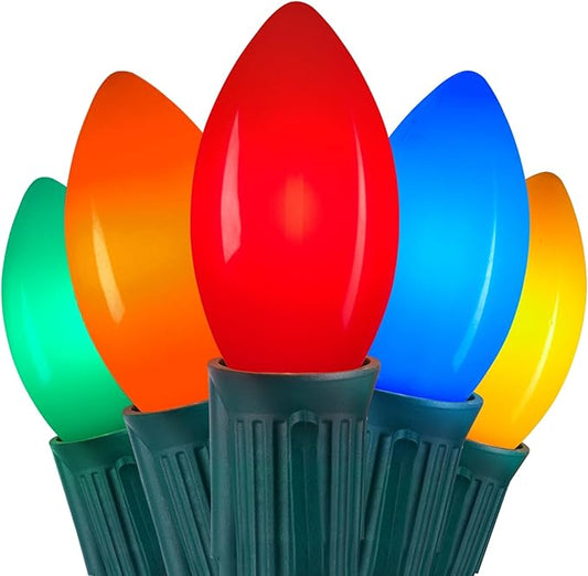 Vintage C9 LED Christmas Lights Outdoor, 200 Feet String With 100 Shatterproof Bulbs, Waterproof Connectable Tree Lights for Outside Roofline Patio Xmas Decorations, Multicolor