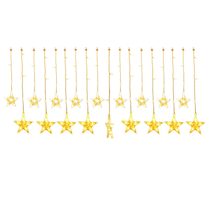 TOFU Star Curtain Lights, 108 Led 12 Stars Remote Window Curtain String Lights Plug in with 8 Flashing Modes Decoration for Christmas, Wedding, Bedroom, Party, Birthday, 7.3ft W, 3.3ft H, Warm White