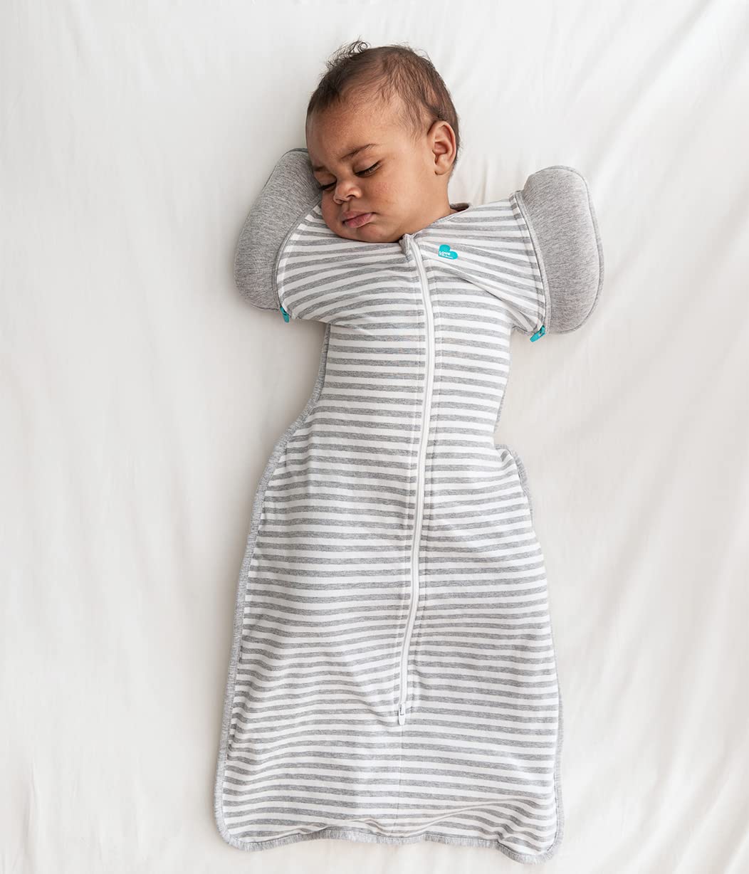Love To Dream Swaddle Up Transition Bag, Medium 6-8.5 kg, Grey, Snug Fit, Zip-Off Wings, 1.0 Tog Suitable for Moderate Temperature (20-24°C), Machine Washable & Double Zip for Easy Nappy Change