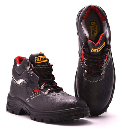 Black Hammer Mens Safety Boots Leather S3 SRC Black Steel Toe Cap Work Shoes Ankle 5993 (11 UK)
