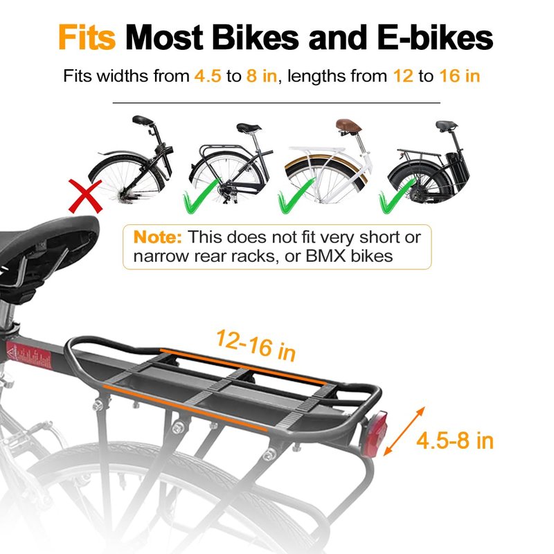 Bike Bags for Bicycle Rear Rack, Waterproof Hard Shell Bike Rack Bag, 8L Reflective Ebike Trunk Pannier with Shoulder Strap, Bike Saddle Bag, Seat Bag for Commuter Travel Outdoor Cycling Accessories