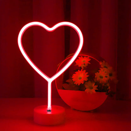 BHCLIGHT Pink Heart Neon Sign, Valentines Day LED Neon Light Battery Operated or USB Powered Valentines Pink Heart Lights, Table Lamp for Galentines Day Decorations, Wedding, Gifts for Women, Lover