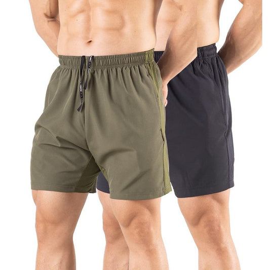 Gaglg Men's 5" Running Shorts 2 Pack Quick Dry Athletic Workout Gym Shorts with Zipper Pockets Black/Green,XX-Large