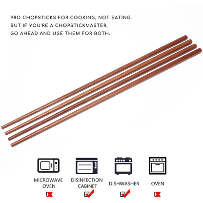 Donxote Wooden Noodles Kitchen Cooking Frying Chopsticks 16.5 Inches Brown Extra Long Set of 2 Pairs