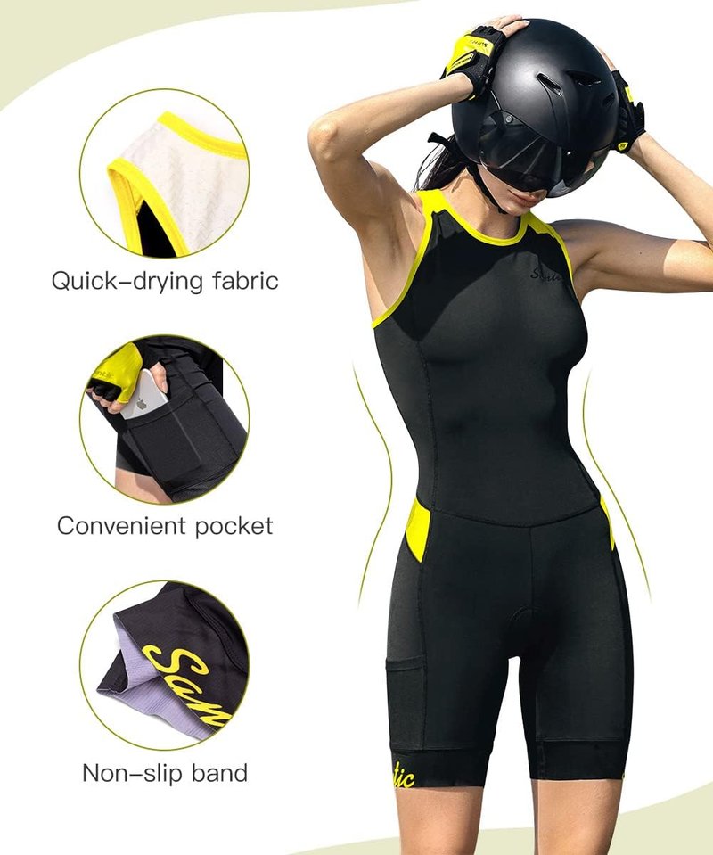 Women's Triathlon Suit - One-Piece Sleeveless Padded Quick-Dry for Running, Swimming & Cycling | Slim Fit