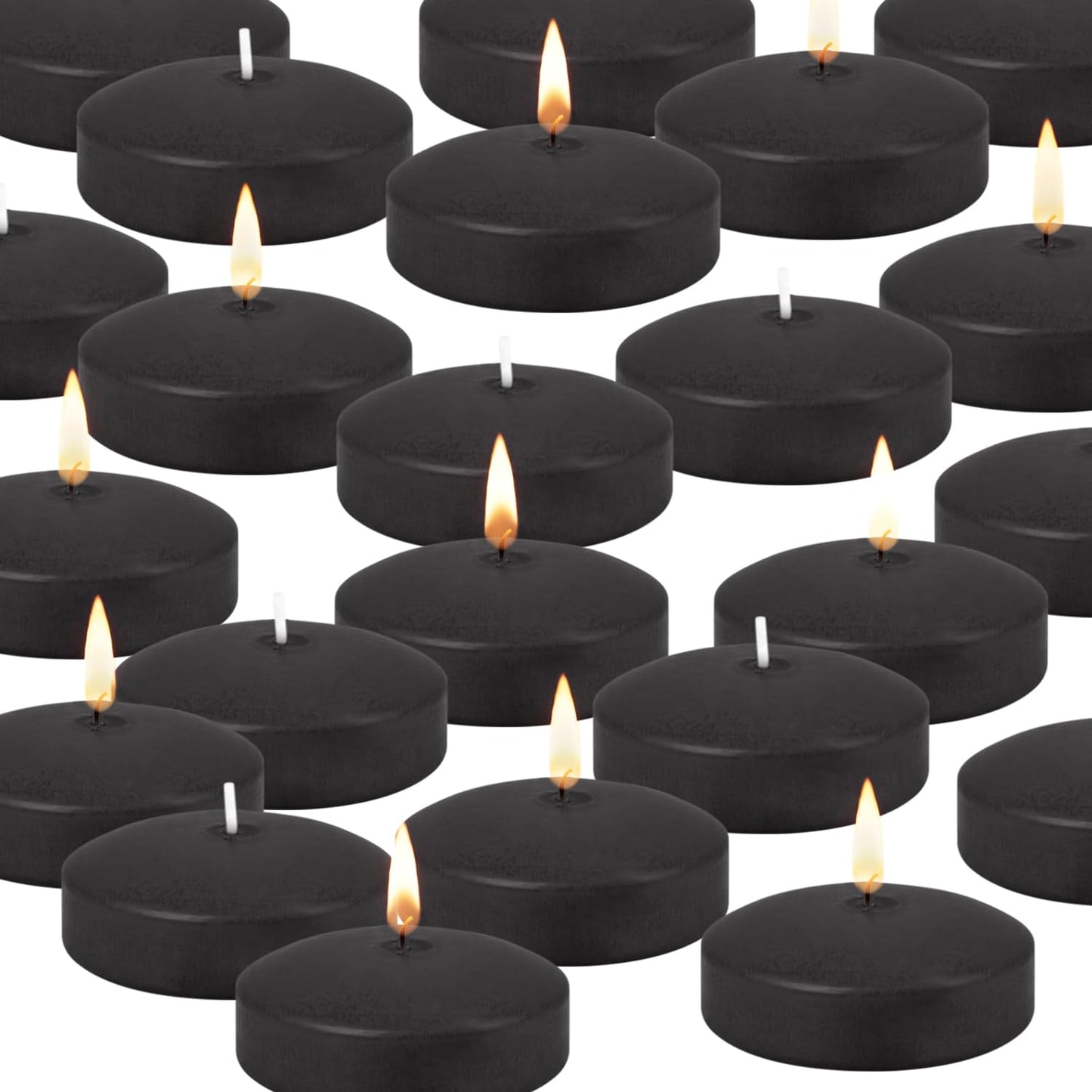 Royal Imports Black Floating Candles 3" - Made in USA Pack of 12 Unscented Dripless Wax Discs - 10 Hour Burn Time - for Centerpieces, Weddings, Events, Home Décor