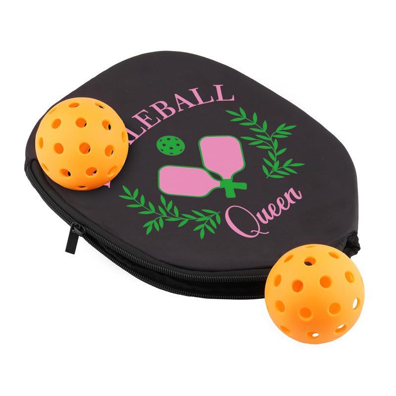 PWHAOO 2PC Pickleball Queen/Pickleball Social Club Pickleball Paddle Covers Funny Pickleball Paddle Pouch Gift (Pickleball Queen Paddle)