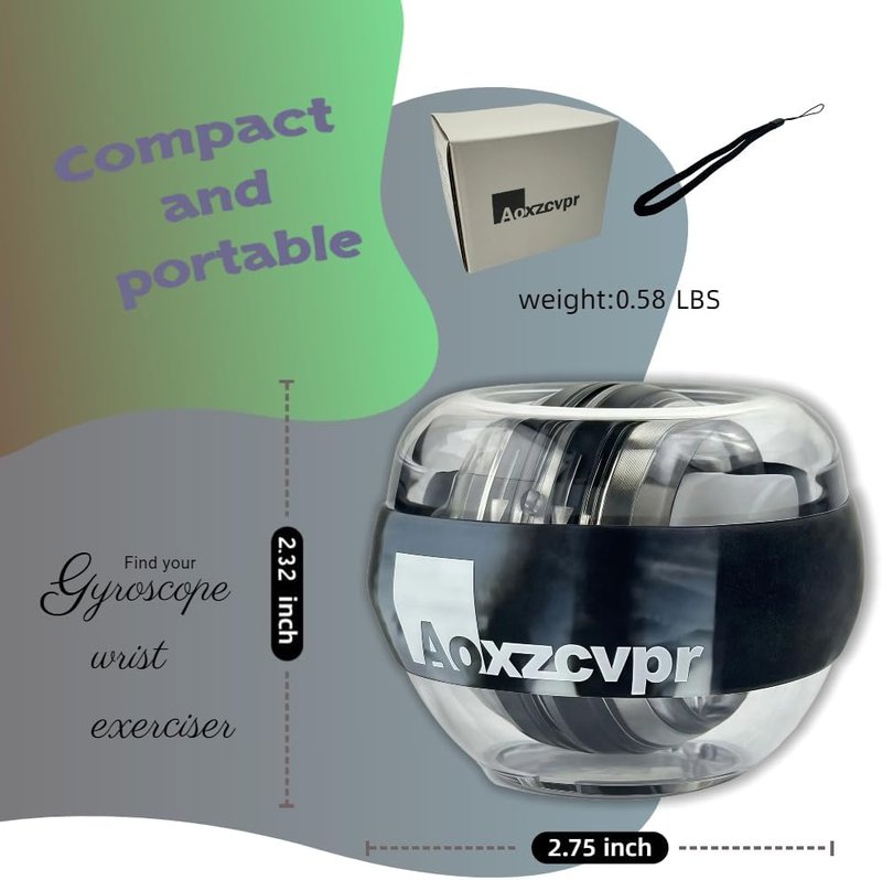 Power Wrist Ball - Auto Start Gyro Gyroscope Torque Ball with LED Lights | Hand Trainer for Sports Enthusiasts