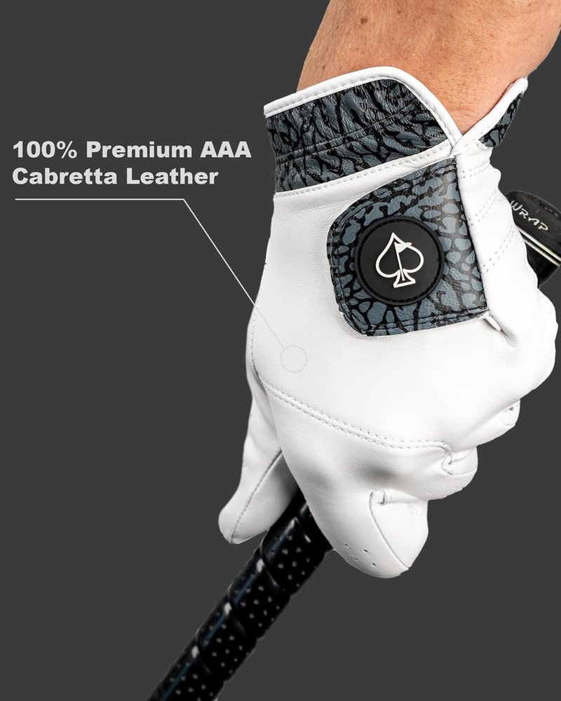 Pins & Aces - Palm Sunday Golf Glove Design - Premium AAA Cabretta Leather, Long-Lasting Durable Tour Glove for Men or Women - Premium Leather Golf Glove Left & Right Hand (Large, Right)