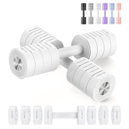 MERACH Dumbbell Set of 2, Adjustable Weight, Anti-slip Handle, Macaron Colors, Each 2.2/4.4/6.6/8.8 lbs, 4 in 1 Hand Weights for Women at Home
