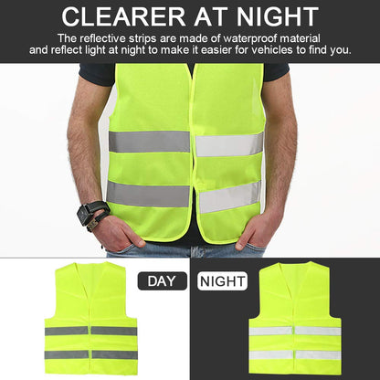 BUZIFU 4pcs Safety Reflective Vests, Yellow High Visibility Vest, to Improve Visibility at Night or in Low Light Conditions, for Running/Biking/Walking