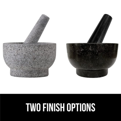 GORILLA GRIP Heavy Duty Mortar and Pestle Set with Slip Resistant Base, 100% Granite Stone Molcajete Guacamole Bowl, Grind Seeds Spices, Crush Garlic, Kitchen Muddler for Fresh Herbs, 1.5 Cup, Black