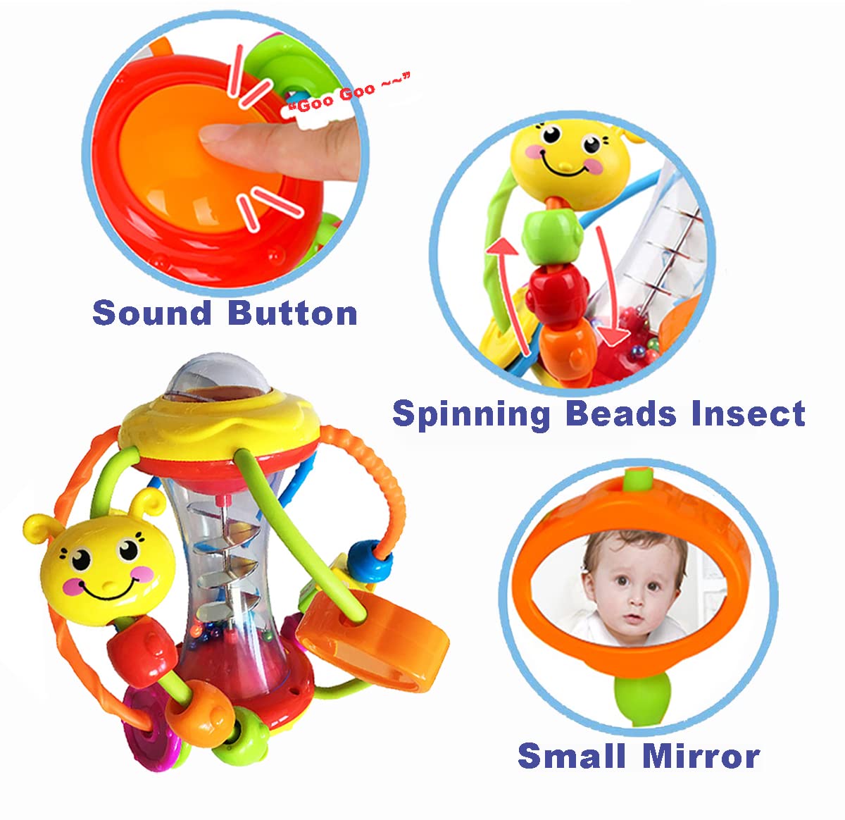 HOLA Baby Toys 0-6 Months Baby Rattle Toys Set Activity Ball, Baby Toys 6 Months Plus Shaker Grab Spin Early Education Learning Sensory Toy, Gift for 3 6 9 12 Months Newborn Babies Toddler Boys Girls