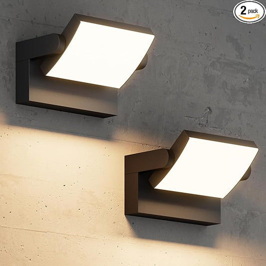 2 Pack Modern Outdoor Lights, 40W Black LED Exterior Light Fixture, 3000K Outdoor Wall Sconce, IP65 Waterproof Porch Lights for House