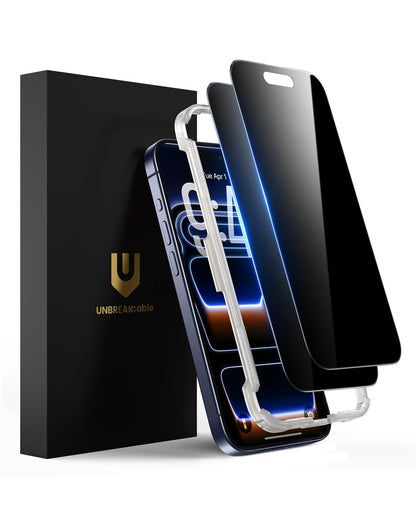 UNBREAKcable Privacy Screen Protector for iPhone 14/ iPhone 13/13 Pro, Tempered Glass [True 28°Anti Spy] [9H Hardness] [Case Friendly] Private Protector for iPhone 6.1" - 2 Pack