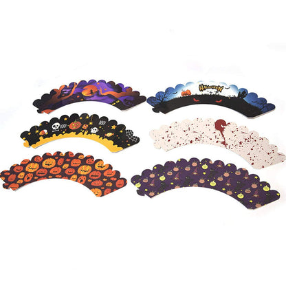 48 Pieces Halloween Cupcake Toppers Cupcake Wrappers Kit for Halloween Cake Decoration