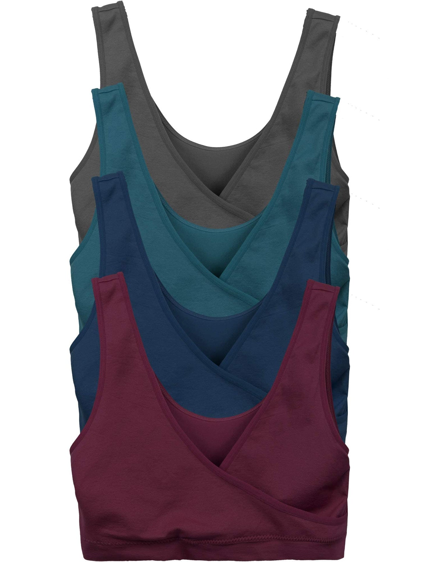 Caramel Cantina 4 Pack Nursing Maternity Women’s Sleep Comfort Bralette Bra (X-Large, Dark Winter)