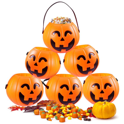 HANSGO Mini Halloween Portable Pumpkin Bucket, 12PCS 3.3 inches Small Halloween Pumpkin Candy Buckets Children Trick or Treat Bags