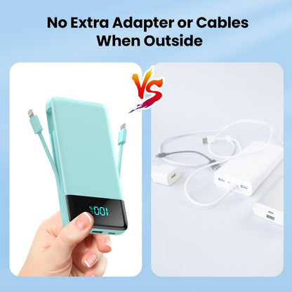 Portable Charger for iPhone with Built in Cables and Wall Plug,Upgraded 13800mAh Fast Charging USB C Power Bank,4 Outputs Travel Essential Battery Pack Compatible with iPhone 15/14/13,Samsung-Purple