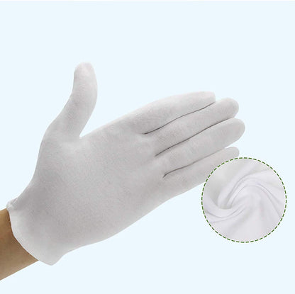 White Cotton Gloves Hand Care Work Gloves Lint Free Gloves, Extra Large, 12 Pairs