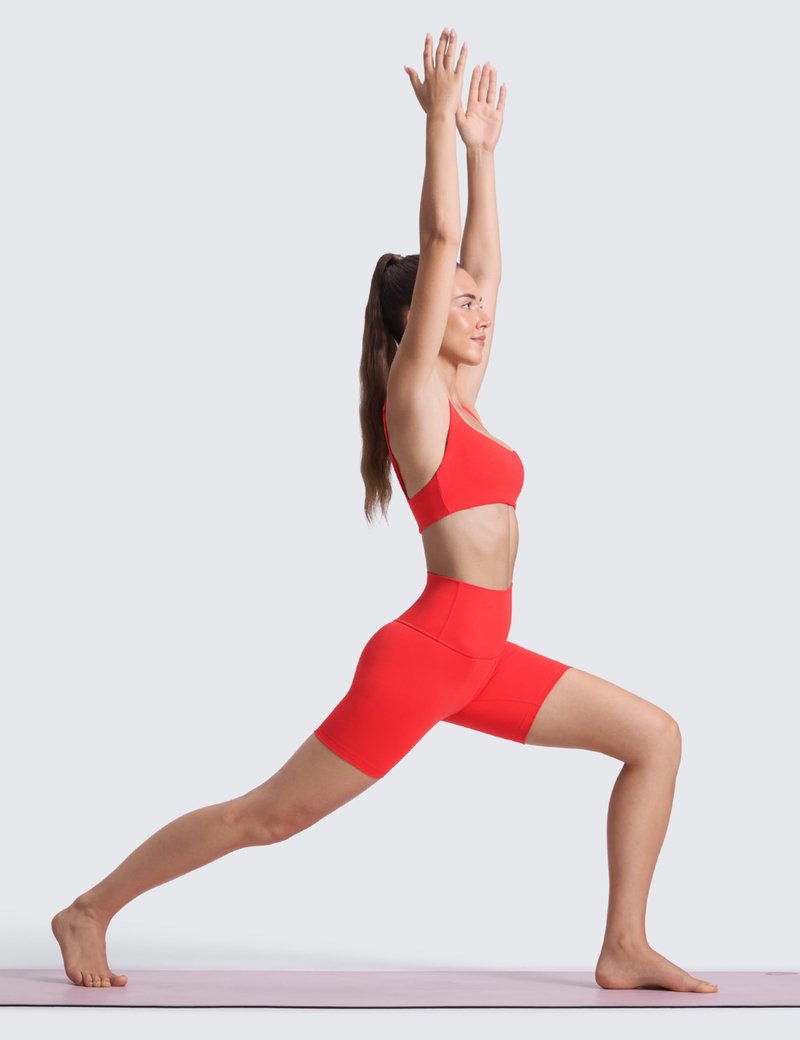 CRZ YOGA ButterLuxe Biker Shorts 6" - High Waisted Workout Running Volleyball Spandex Yoga Womens Deep Red Large
