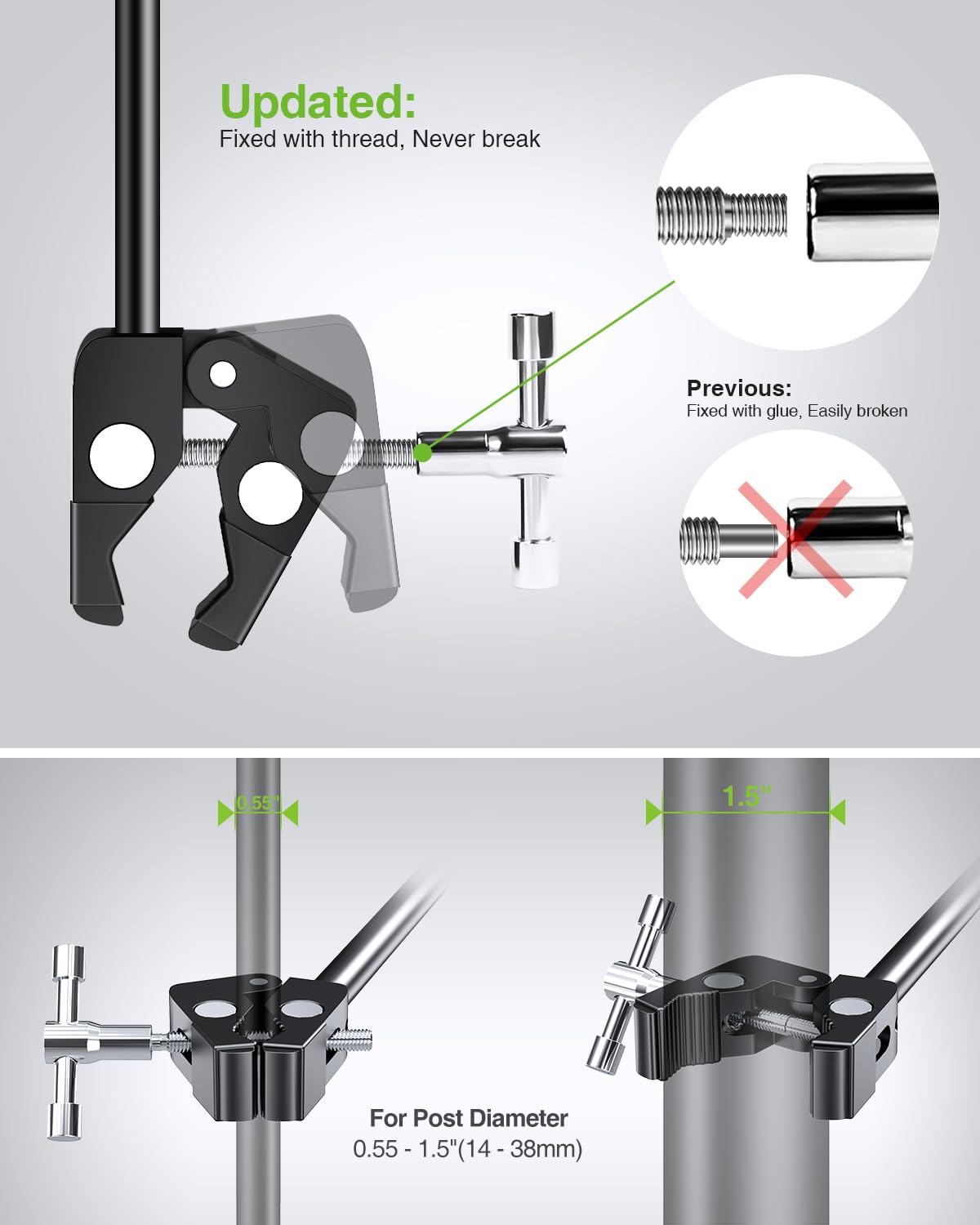 elitehood Aluminum iPad Holder for Mic Stand, Side Mount iPad Music Stand Holder for Microphone, 360° Swivel Tilt Adjustable Mic Tablet Mount for 4-13in iPhone, Cell Phones and Tablets