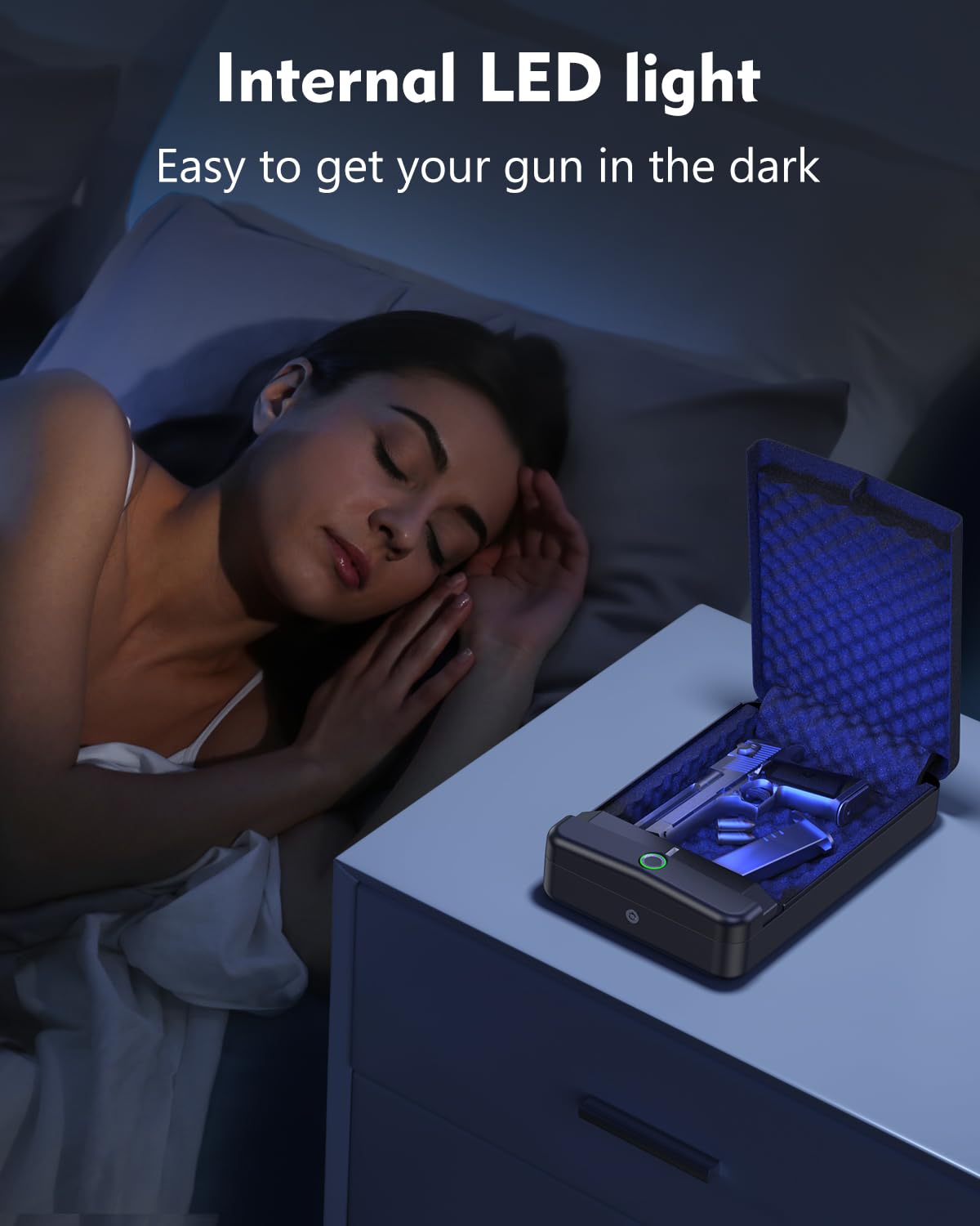 HOLEWOR Gun Safe Small Pistol Safe Biometric Gun Lock Box for Handgun, Fingerprint Quick Access Portable Pistol Case for Car Travel Nightstand Bedside