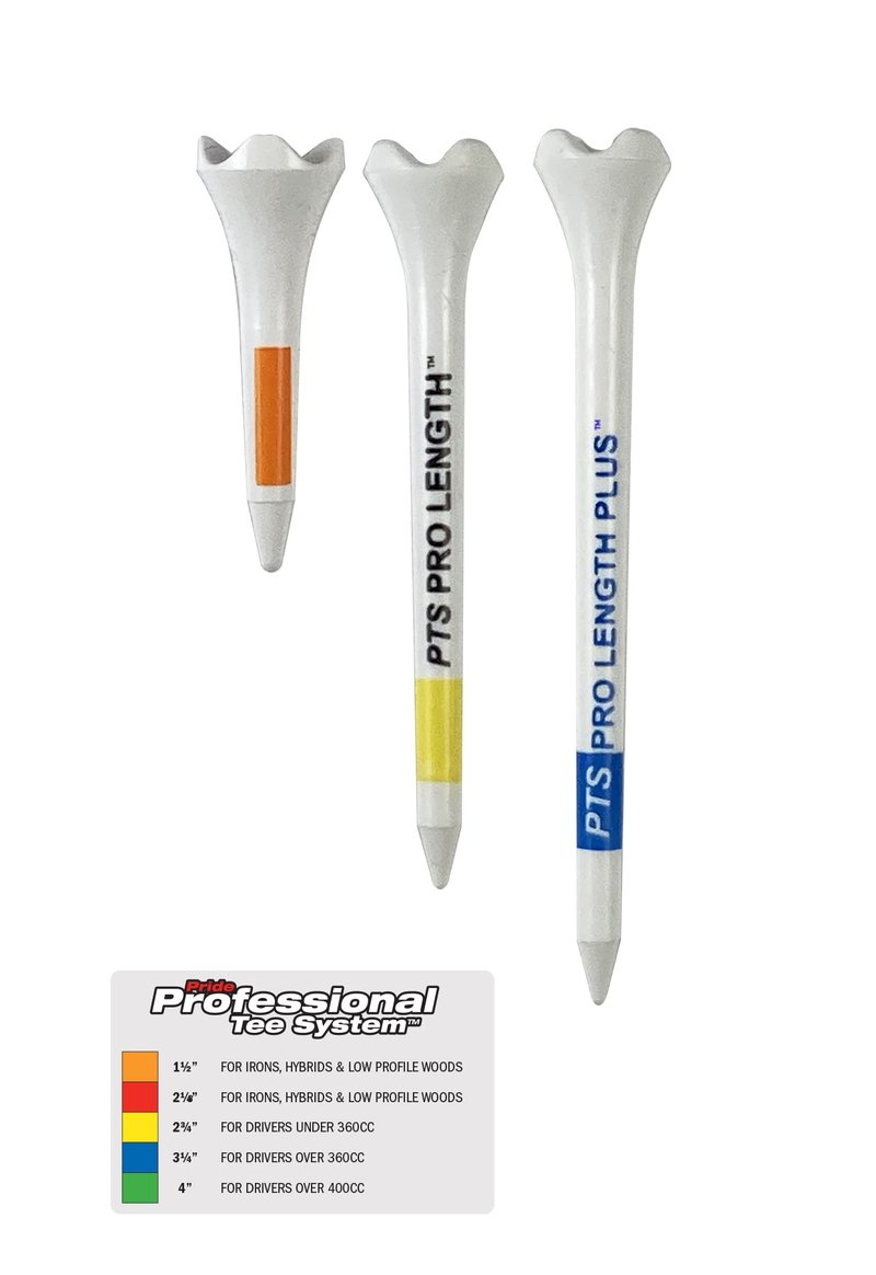 PrideSports PTS Plastic Golf Tees | Combo 50 Pack - 40 2-3/4” and 10 1-1/2” | #1 Plastic Tee on Tour | The Perfect Tee for Any Hole