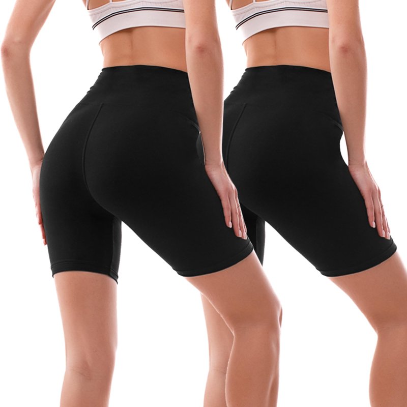 Ipletix 2 Pack Biker Shorts Women, 6" High Waisted Yoga Running Workout Spandex Shorts Black/Black
