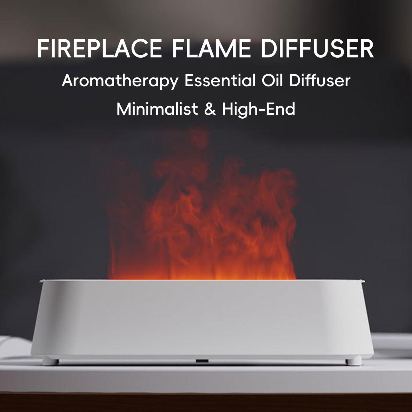 Essential Oil Diffuser, Fireplace Fire Flame Aromatherapy Diffuser, 250ml Cool Mist Humidifier, Scent Aroma Diffuser with 7 Colors Light, Remote Control, Timer & Auto-Off for Home, Room (Black)