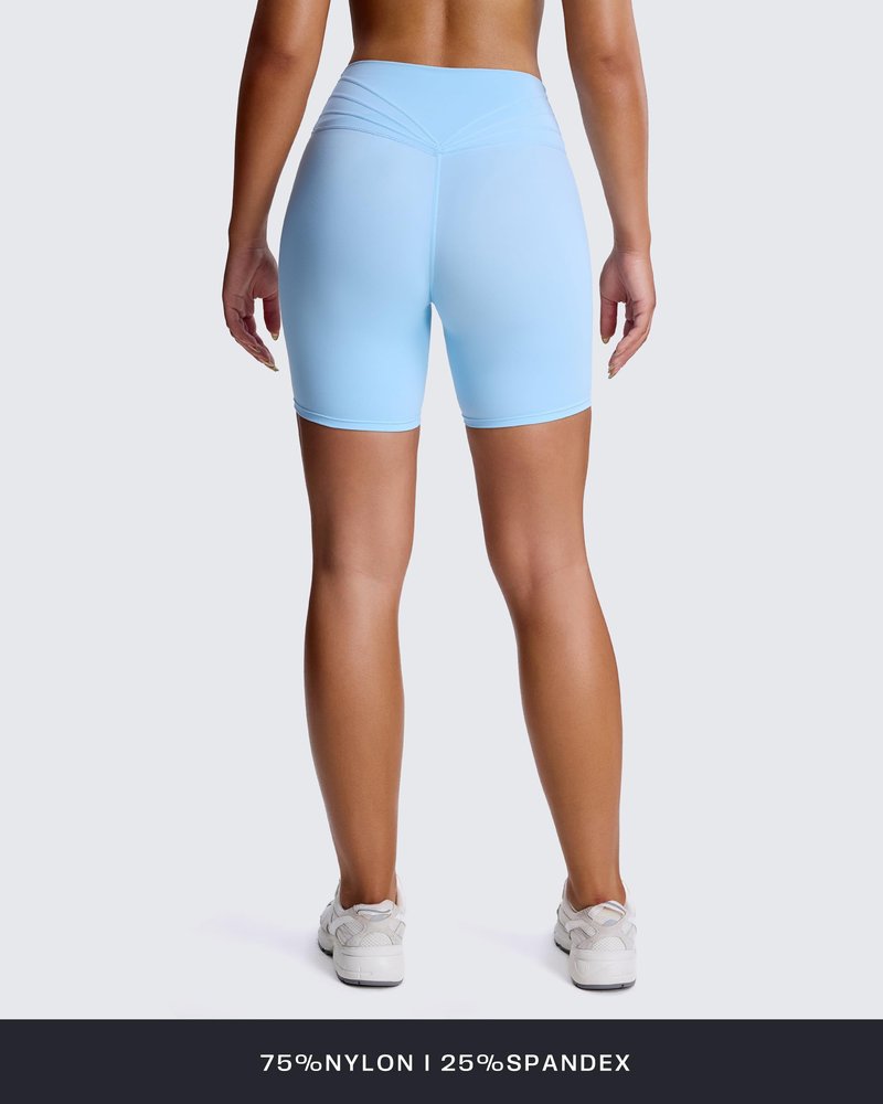 Aoxjox Trinity Workout Biker Shorts for Women Tummy Control High Waisted Exercise Athletic Gym Running Yoga Short 6" (Airy Blue, Medium)