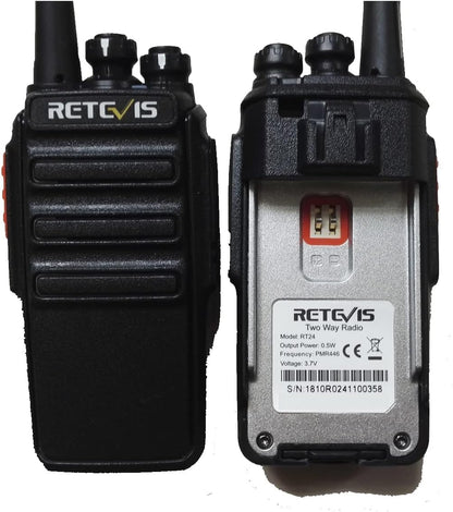 Retevis RT24 Walkie Talkies for Adults, Rechargeable 2 Way Radio Long Range PMR446 License Free 16 Channels CTCSS/DCS, Two Way Radio with Earpiece and USB Charging Base(Black, 2 Pair)