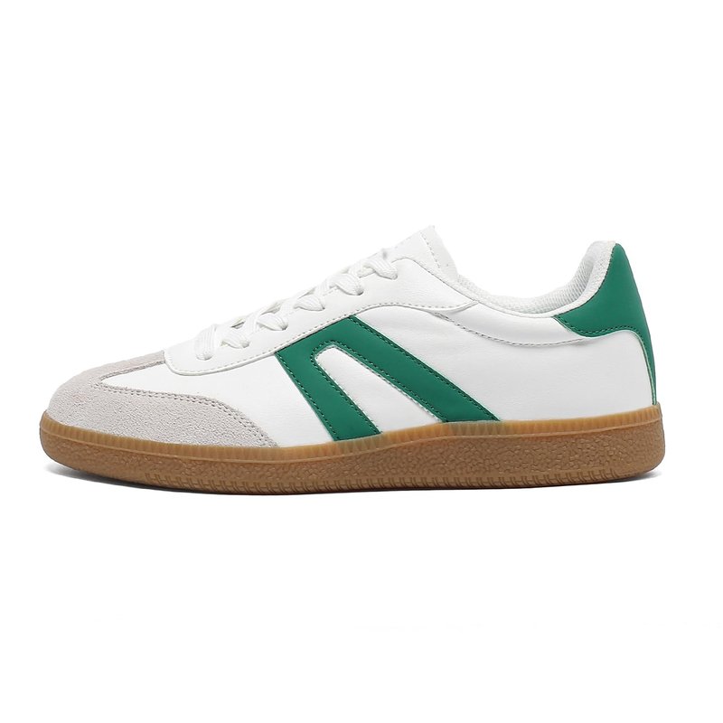 Women's Retro Gum Sole Fashion Sneakers-Lace Detail Casual Retro Walking Shoes-Gum Sole Casual Tennis-Anti Slip Trainers（Green/White,8.5）
