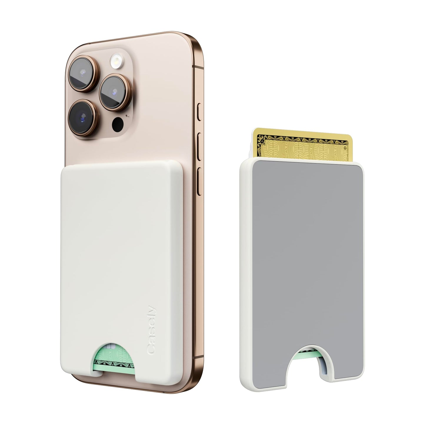 Casely MagWallet | Starfish Wishes | Coral Pink Shimmer | Slim Wallet Card Holder | Compatible with MagSafe | Soft-Touch Hard Silicone | Holds Up to 3 Cards