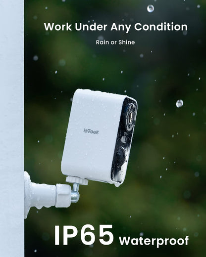 ieGeek No Monthly Fee 2K Wireless Security Camera Outdoor Colorful Night Vision, Rechargeable Battery CCTV Camera Systems, WiFi Home, Motion Detection, Siren Floodlight, Voice Intercom, Remote Access