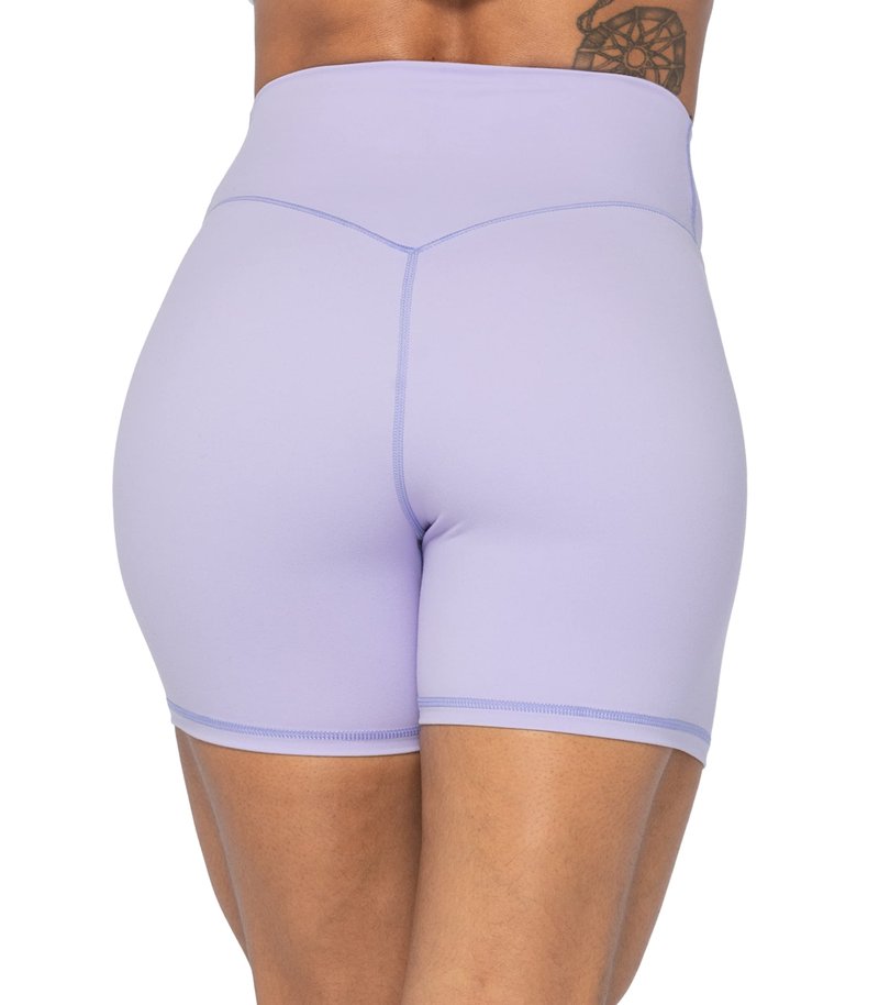 Sunzel 5" High Waist Biker Shorts for Women No Front Seam Soft Yoga Workout Gym Bike Shorts Tummy Control Squat Proof Lilac