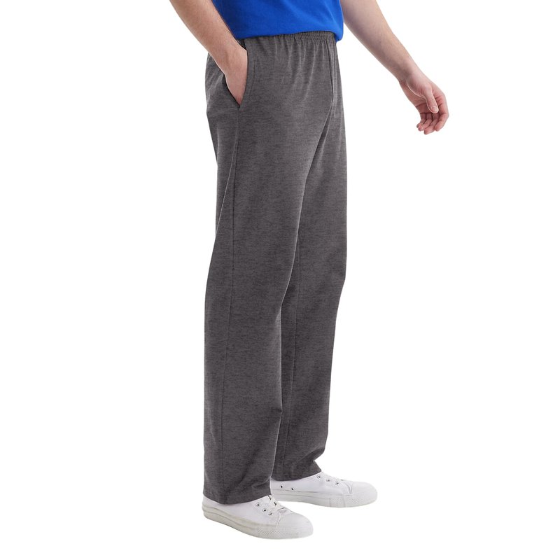 Hanes Essentials Sweatpants, Men’s Cotton Jersey Pants with Pockets, 33”, Charcoal Heather, Large