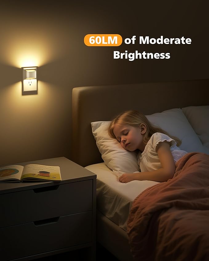 VOLISUN Night Lights Plug into Wall, 2 Pack Up and Down LED Night Light with Dusk to Dawn Light Sensor, 3000K Warm White Nightlight for Hallway, Bedroom, Bathroom, Kitchen White